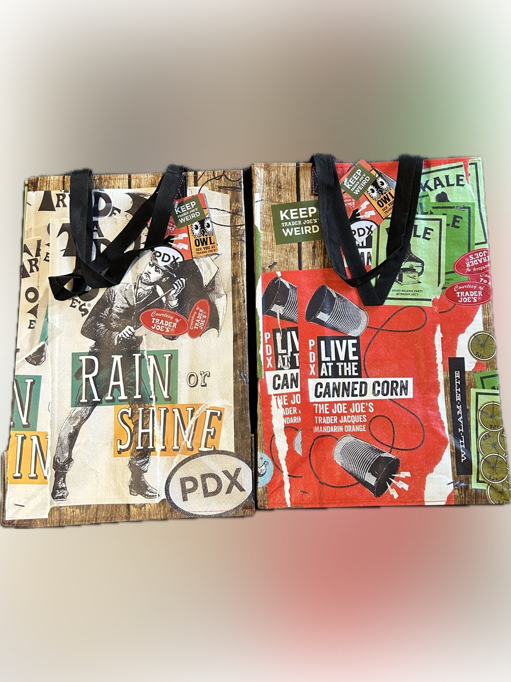 Red & Green Reusable Tote Bag Set of 2